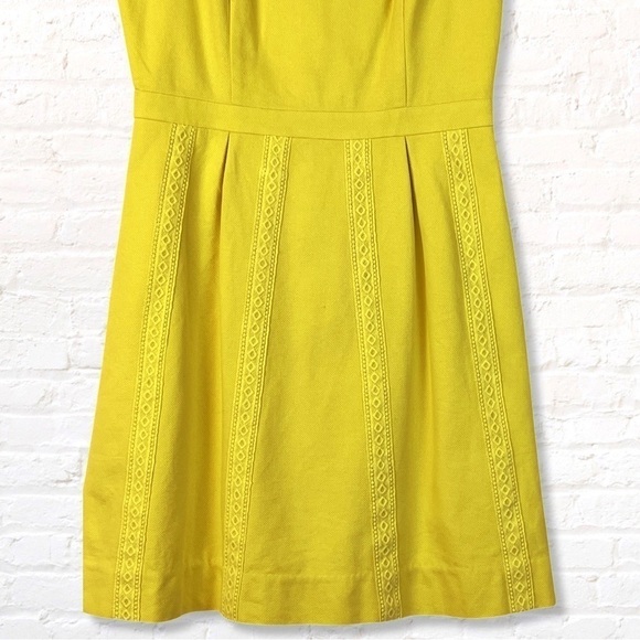 J. Crew Sleeveless Yellow Pleated Dress with Lace Trim - Picture 4 of 9